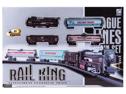 ELEKTRYCZNA KOLEJKA RAIL KING, PAROWÓZ + 3 WAGONY
