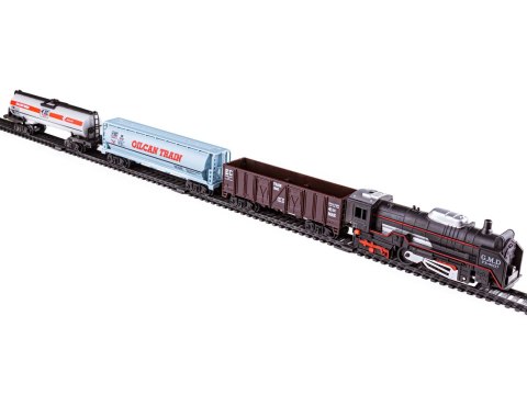 ELEKTRYCZNA KOLEJKA RAIL KING, PAROWÓZ + 3 WAGONY