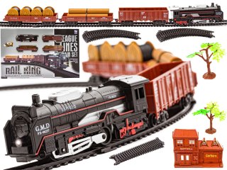 REALISTYCZNA KOLEJKA RAIL KING - PAROWÓZ + 3 WAGONY