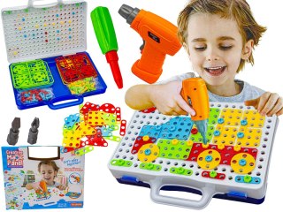 EDUKACYJNA UKŁADANKA,PUZZLE,KLOCKI KREATYWNA MOZAIKA, WKRĘTARKA 151 EL ZESTAW KONSTRUKCYJNY