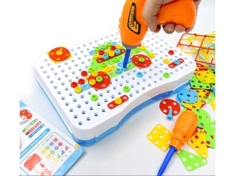 EDUKACYJNA UKŁADANKA,PUZZLE,KLOCKI KREATYWNA MOZAIKA, WKRĘTARKA 151 EL ZESTAW KONSTRUKCYJNY