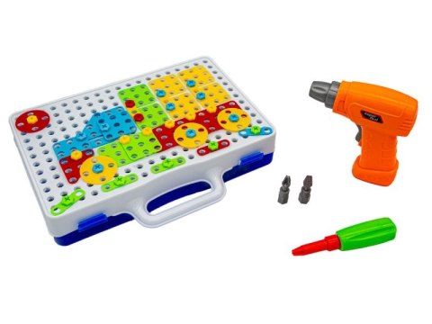 EDUKACYJNA UKŁADANKA,PUZZLE,KLOCKI KREATYWNA MOZAIKA, WKRĘTARKA 151 EL ZESTAW KONSTRUKCYJNY