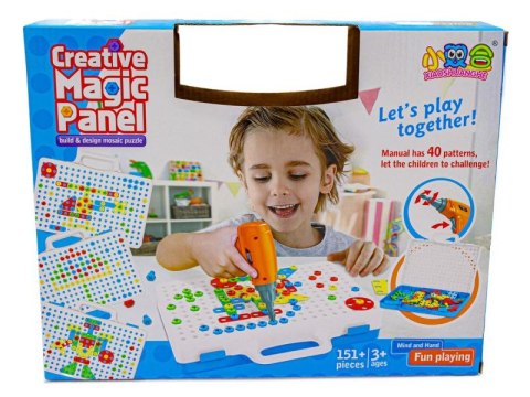 EDUKACYJNA UKŁADANKA,PUZZLE,KLOCKI KREATYWNA MOZAIKA, WKRĘTARKA 151 EL ZESTAW KONSTRUKCYJNY