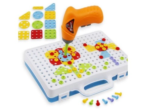 EDUKACYJNA UKŁADANKA,PUZZLE,KLOCKI KREATYWNA MOZAIKA, WKRĘTARKA 151 EL ZESTAW KONSTRUKCYJNY