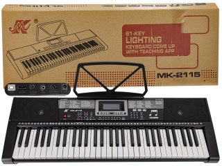 KEYBOARD MK-2115 ORGANY, 61 KLAWISZY, ZASILACZ, PODŚWIETLANE KLAWISZE