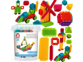 KLOCKI KONSTRUKCYJNE W WIADERKU, WAFLE, JEŻYKI, GRZEBYKI 200 ELEMENTÓW