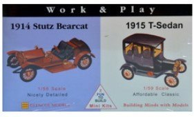 MODEL PLASTIKOWY - SAMOCHODY WORK & PLAY - 1915 FORD T-SEDAN / 1914 STUTZ BEARCAT - GLENCOE MODELS