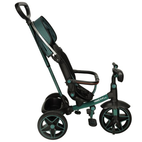 Rowerek trójkołowy TRIKE FIX Elite 2w1 z daszkiem obracany regulowany spacerówka prowadnik pasy zielony