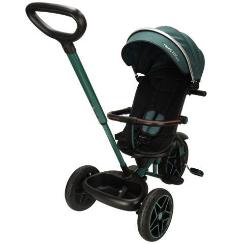Rowerek trójkołowy TRIKE FIX Elite 2w1 z daszkiem obracany regulowany spacerówka prowadnik pasy zielony