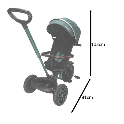 Rowerek trójkołowy TRIKE FIX Elite 2w1 z daszkiem obracany regulowany spacerówka prowadnik pasy zielony