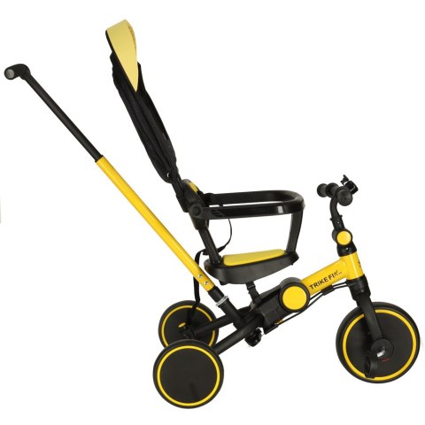Rowerek trójkołowy TRIKE FIX V4 rower biegowy 6w1 daszek prowadnik pasy żółty czarny