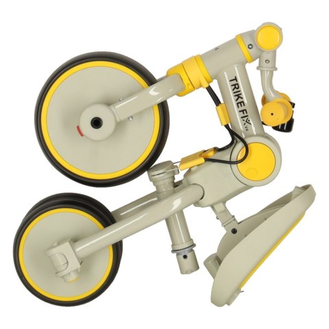 Rowerek trójkołowy TRIKE FIX V4 rower biegowy 6w1 daszek prowadnik pasy żółty szary