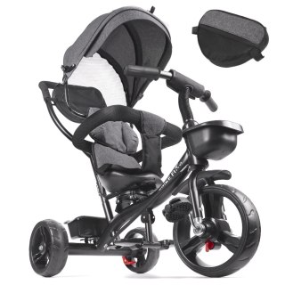 Rowerek trójkołowy Trike Fix Lite 3w1 z daszkiem obracany regulowany spacerówka prowadnik pasy szary