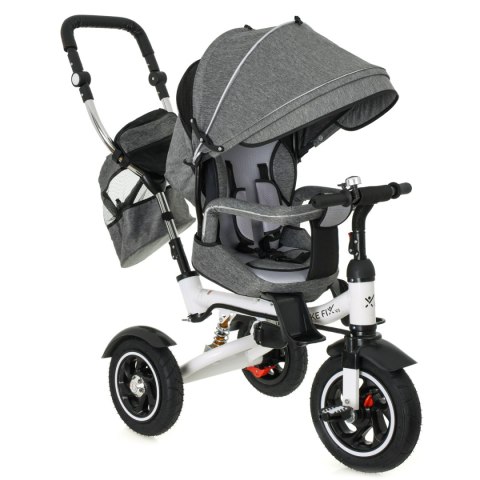 Rowerek Trójkołowy Trike Fix 3w1 z daszkiem obracany regulowany spacerówka prowadnik pasy V3 szary Rowerek Trójkołowy Trike Fix 3w1 z daszkiem obracany regulowany spacerówka prowadnik pasy V3 szary