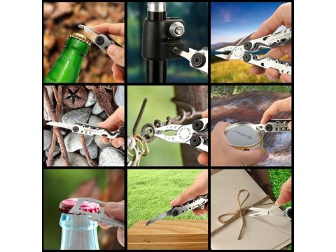 NARZĘDZIE WIELOFUNKCYJNE JAKEMY MULTITOOL 10W1 - KOMBINERKI, NÓŻ, PIŁA, KARTA PRZEŻYCIA