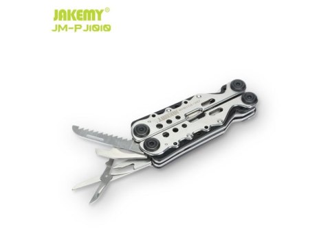 NARZĘDZIE WIELOFUNKCYJNE JAKEMY MULTITOOL 10W1 - KOMBINERKI, NÓŻ, PIŁA, KARTA PRZEŻYCIA