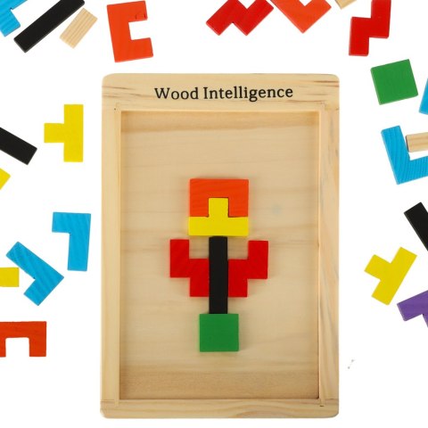 Puzzle drewniane układanka tetris klocki 40el.