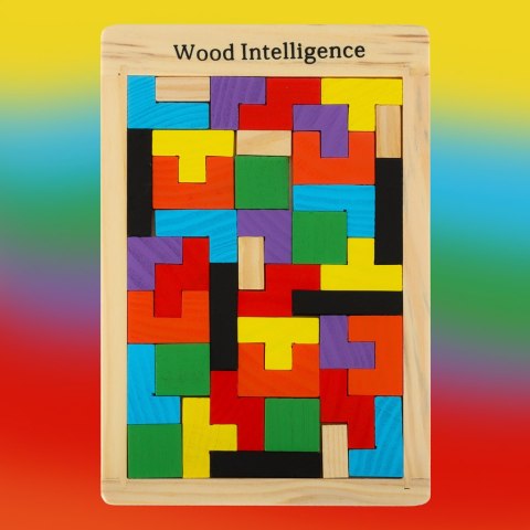 Puzzle drewniane układanka tetris klocki 40el.