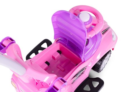 Autko jeździk, chodzik, pchacz 3w1 deluxe klakson - różowe