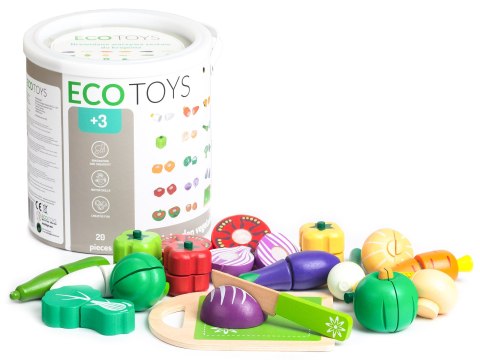 Drewniane warzywa do krojenia dla dzieci 20 sztuk ECOTOYS Drewniane warzywa do krojenia dla dzieci 20 sztuk ECOTOYS