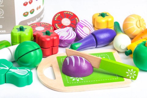 Drewniane warzywa do krojenia dla dzieci 20 sztuk ECOTOYS Drewniane warzywa do krojenia dla dzieci 20 sztuk ECOTOYS