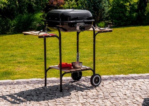 Duży grill ogrodowy z pokrywą regulacja rusztu drewniane półki MultiGarden Duży grill ogrodowy z pokrywą regulacja rusztu drewniane półki MultiGarden