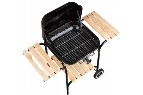 Duży grill ogrodowy z pokrywą regulacja rusztu drewniane półki MultiGarden Duży grill ogrodowy z pokrywą regulacja rusztu drewniane półki MultiGarden