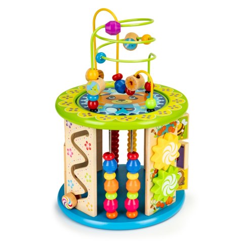 Drewniana kostka edukacyjna z grami, klockami, łowienie rybek ECOTOYS Drewniana kostka edukacyjna z grami, klockami, łowienie rybek ECOTOYS