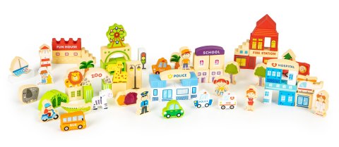 Drewniane klocki edukayjne miasto zoo 120 el. ECOTOYS Drewniane klocki edukayjne miasto zoo 120 el. ECOTOYS