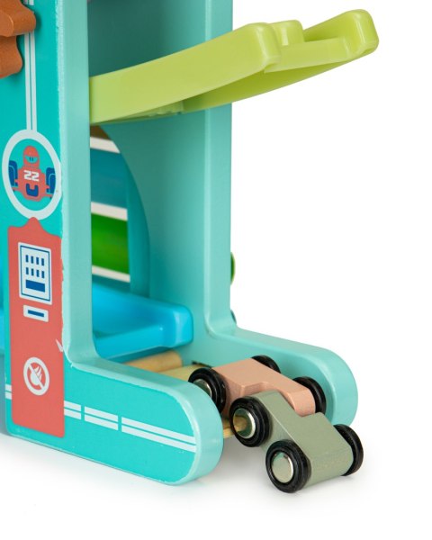 Drewniany tor zjeżdżalnia + 6 autek + cymbałki ECOTOYS Drewniany tor zjeżdżalnia + 6 autek + cymbałki ECOTOYS