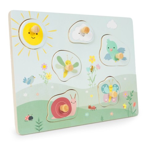 Drewniana tablica sensoryczna z różnymi rodzajami materiału ECOTOYS Drewniana tablica sensoryczna z różnymi rodzajami materiału ECOTOYS