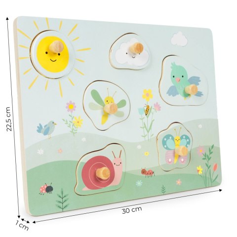Drewniana tablica sensoryczna z różnymi rodzajami materiału ECOTOYS Drewniana tablica sensoryczna z różnymi rodzajami materiału ECOTOYS