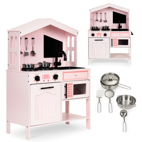 Drewniana kuchnia dla dzieci piekarnik palniki mikrofala akcesoria ECOTOYS Drewniana kuchnia dla dzieci piekarnik palniki mikrofala akcesoria ECOTOYS