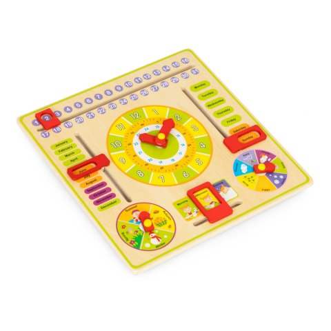 Drewniana tablica edukacyjna manipulacyjna kalendarz zegar ECOTOYS Drewniana tablica edukacyjna manipulacyjna kalendarz zegar ECOTOYS