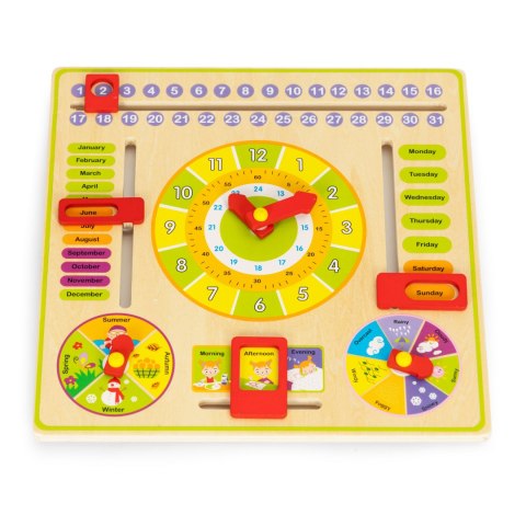 Drewniana tablica edukacyjna manipulacyjna kalendarz zegar ECOTOYS Drewniana tablica edukacyjna manipulacyjna kalendarz zegar ECOTOYS