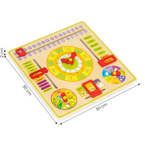 Drewniana tablica edukacyjna manipulacyjna kalendarz zegar ECOTOYS Drewniana tablica edukacyjna manipulacyjna kalendarz zegar ECOTOYS