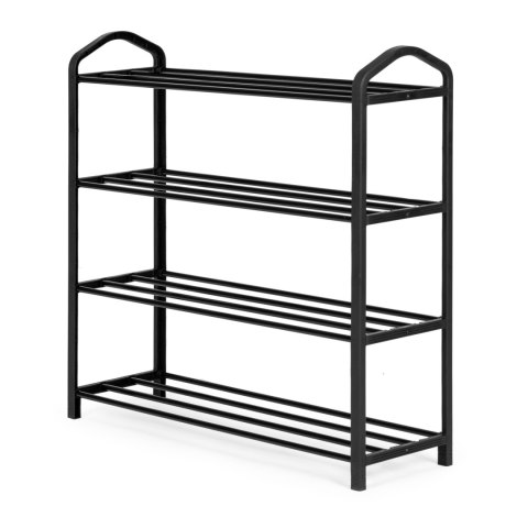 Regał na buty metalowy 4 półki 12 par butów czarny ModernHome Regał na buty metalowy 4 półki 12 par butów czarny ModernHome