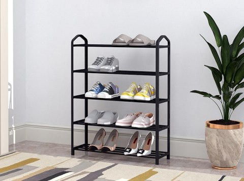 Regał na buty metalowy 5 półek 15 par butów czarny ModernHome Regał na buty metalowy 5 półek 15 par butów czarny ModernHome