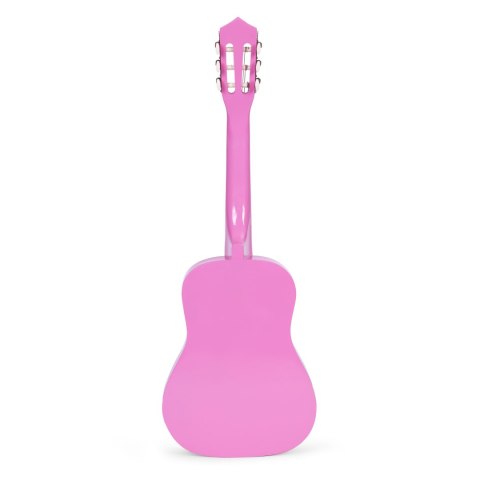 Gitara dla dzieci różowa duża - 34` drewniana 6 strun metalowe i nylonowe ECOTOYS