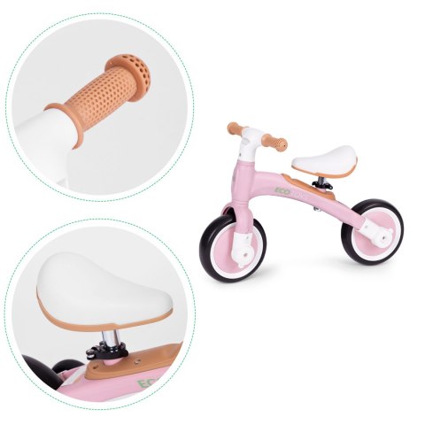 Rower rowerek biegowy z pedałami - treningowy kółka boczne 3w1 różowy ECOTOYS
