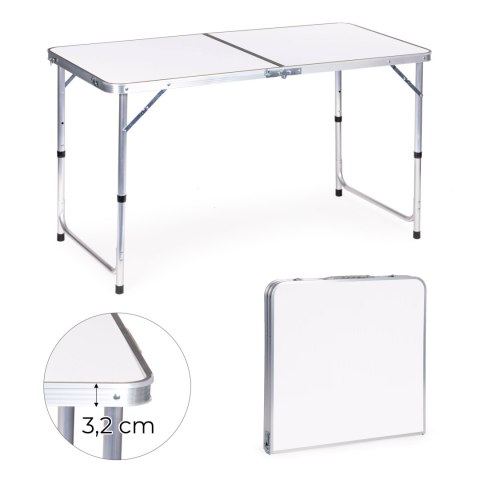 Stolik turystyczny stół składany kemping biały blat 120x60 cm MultiGarden
