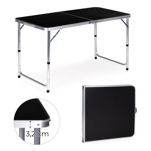 Stolik turystyczny stół składany kemping czarny blat 120x60 cm MultiGarden