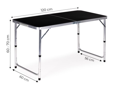 Stolik turystyczny stół składany kemping czarny blat 120x60 cm MultiGarden