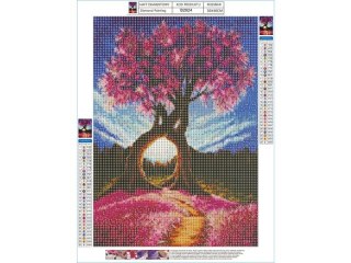HAFT DIAMENTOWY, OBRAZ, MOZAIKA DIAMENTOWA DIAMOND PAINTING, ABSTRAKCYJNE DRZEWA 30X40CM