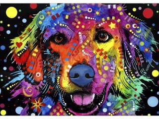 HAFT DIAMENTOWY, OBRAZ, MOZAIKA DIAMENTOWA DIAMOND PAINTING, ABSTRAKCYJNY PIES 40X30CM