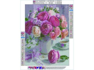 HAFT DIAMENTOWY, OBRAZ, MOZAIKA DIAMENTOWA DIAMOND PAINTING, BUKIET RÓŻ 30X40CM