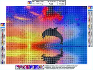 HAFT DIAMENTOWY, OBRAZ, MOZAIKA DIAMENTOWA DIAMOND PAINTING, DELFIN 40X30CM