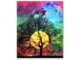 HAFT DIAMENTOWY, OBRAZ, MOZAIKA DIAMENTOWA DIAMOND PAINTING, DRZEWO - NIEBO NOCĄ 30X40CM