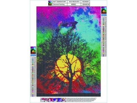 HAFT DIAMENTOWY, OBRAZ, MOZAIKA DIAMENTOWA DIAMOND PAINTING, DRZEWO - NIEBO NOCĄ 30X40CM HAFT DIAMENTOWY, OBRAZ, MOZAIKA DIAMENTOWA DIAMOND PAINTING, DRZEWO - NIEBO NOCĄ 30X40CM