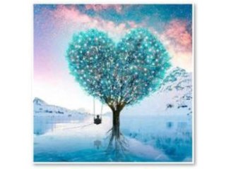 HAFT DIAMENTOWY, OBRAZ, MOZAIKA DIAMENTOWA DIAMOND PAINTING, DRZEWO - SERCE 30X30CM